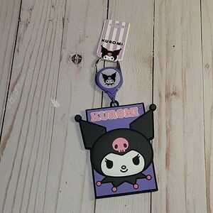 Kuromi ID Badge Holder with Retractable Lanyard Purple Black New
